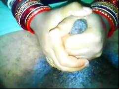 Desi wife hubby's cock masage and handjob with cumshot